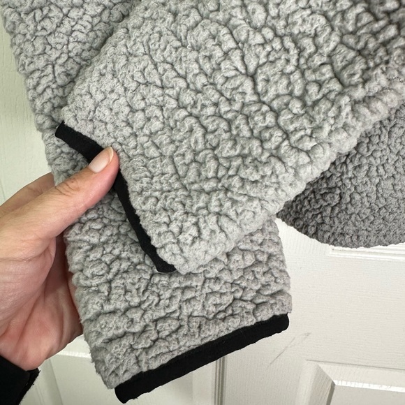 PINK VS Quarter Zip Teddy Sherpa Boyfriend Pullover Sweatshirt Grey Women’s S - Picture 7 of 11